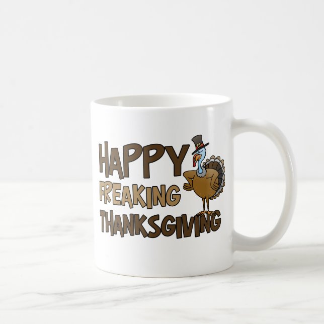 Lycklig flippa ur thanksgiving kaffemugg (Höger)