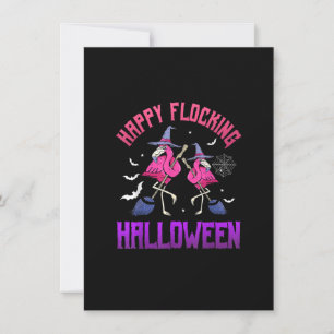 Lycklig Flocking Halloween Funny Rosa Flamingo Wit Inbjudningar