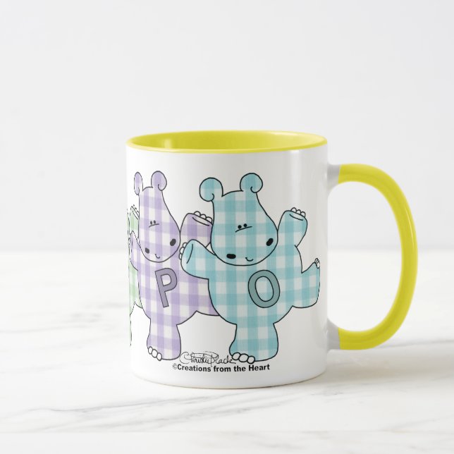 Lycklig flodhästpastellgingham mugg (Höger)