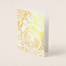Lycklig Flower Fairy guld foil-hälsningskort Folierat Kort