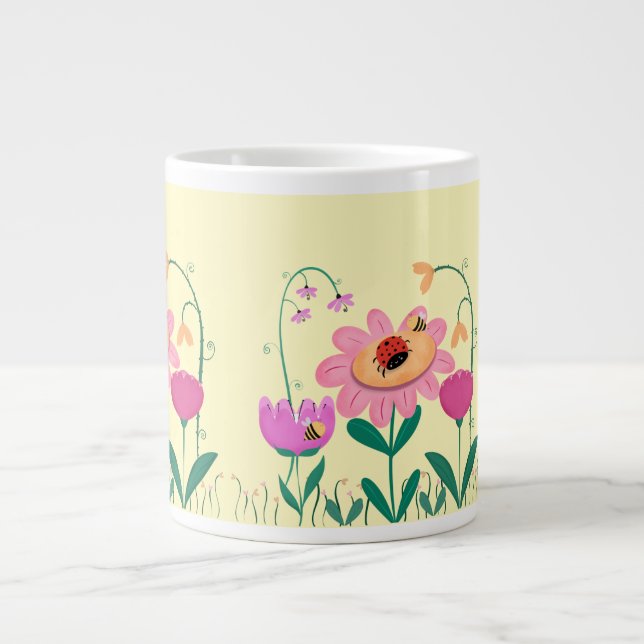 Lycklig Flower Jumbo Mugg (Framsidan)