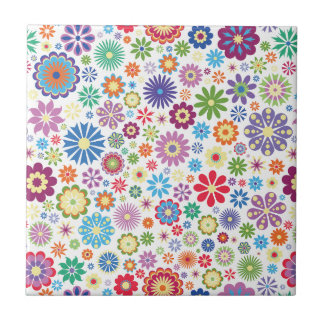 Lycklig flower power kakelplatta