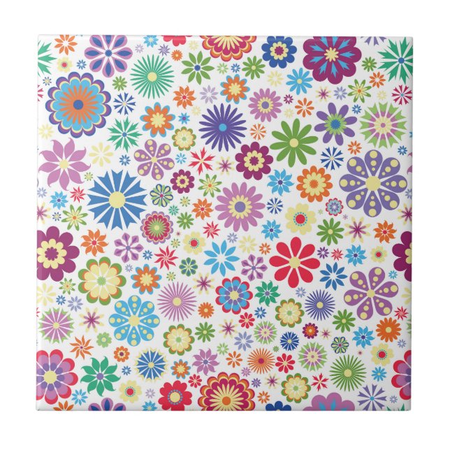 Lycklig flower power kakelplatta (Framsidan)