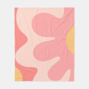 Lycklig Flower Retro 60-årsålder Rosa och Gult Fleecefilt