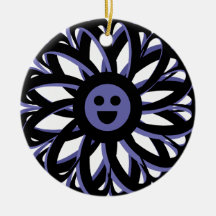 Lycklig Flower Vänskap Ornament - Blue