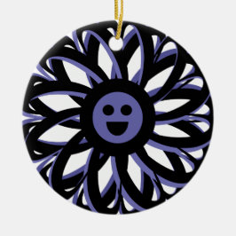 Lycklig Flower Vänskap Ornament - Blue