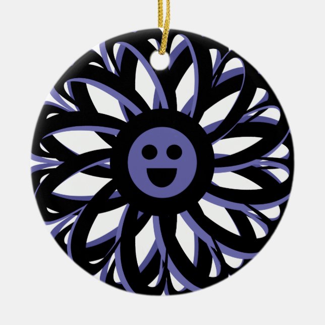 Lycklig Flower Vänskap Ornament - Blue (Framsidan)