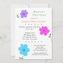 Lycklig Flowers Boy eller Girl Baby Shower Inbjudningar