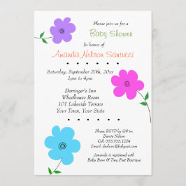 Lycklig Flowers Boy eller Girl Baby Shower Inbjudningar