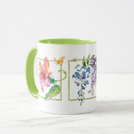 Lycklig Flowers Butterflies & Bees Mugg