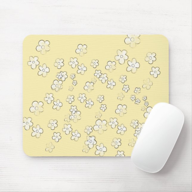 Lycklig Flowers - Gult - Cute Mouse Pad Musmatta (Med mus)