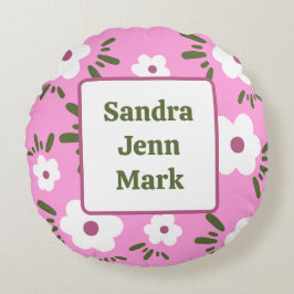 Lycklig Flowers Rund Kudde