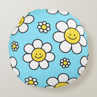 Lycklig Flowers Rund Kudde