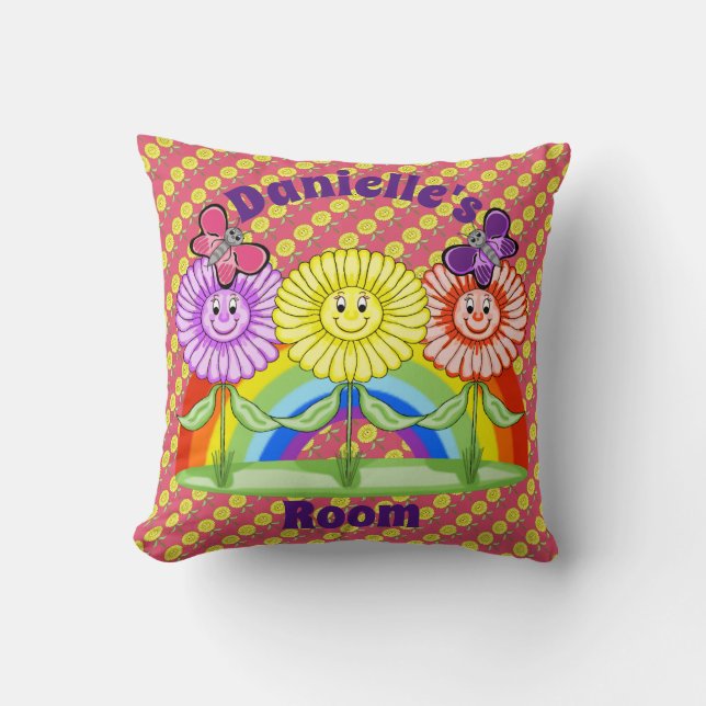Lycklig Flowers Square Pillow Kudde (Framsida)