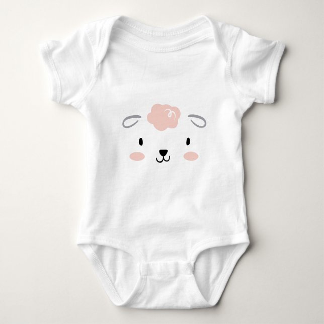 Lycklig Fluffy Rosa Baby får Ansikte T Shirt (Framsida)