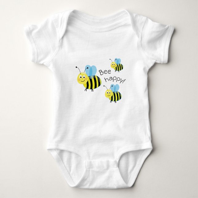 Lycklig flygande bin Cute Bee Lycklig T Shirt (Framsida)