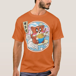 Lycklig Fo Eating Ramen Surfing Japansk Wave Anime T Shirt