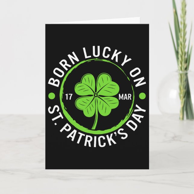 Lycklig född på St. Patricks dag 17 mars irländsk  Kort (Framsida)