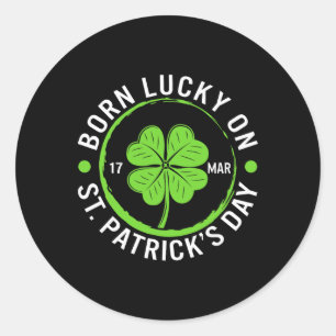 Lycklig född på St. Patrick's Day 17 mars irländsk Runt Klistermärke
