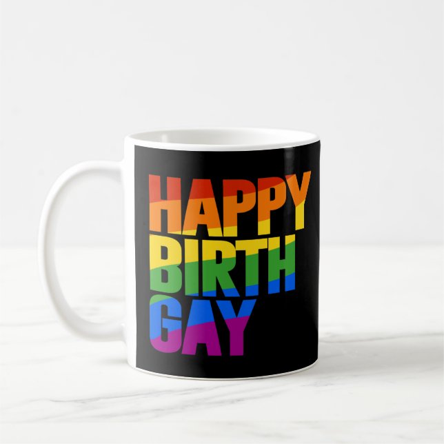 Lycklig Födelsedag Gay Kaffemugg (Vänster)