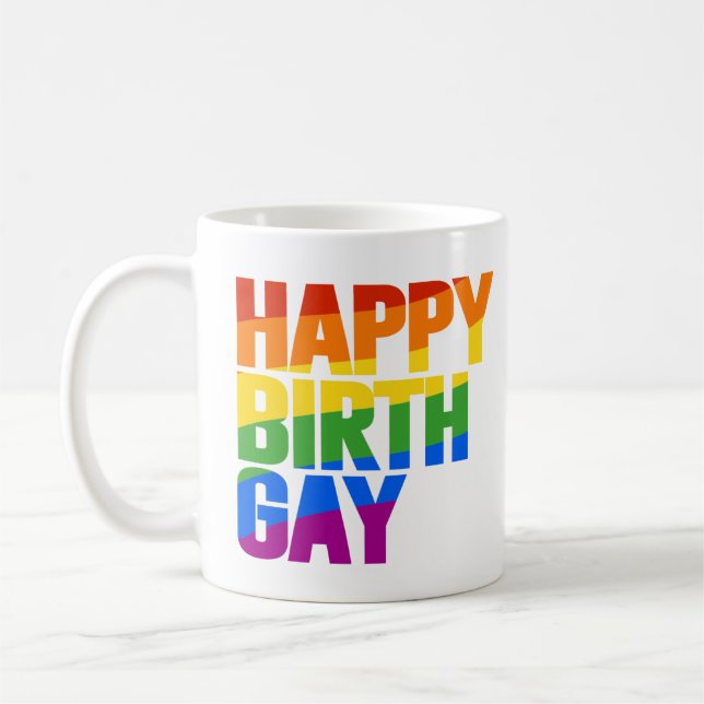 Lycklig Födelsedag Gay Kaffemugg (Vänster)