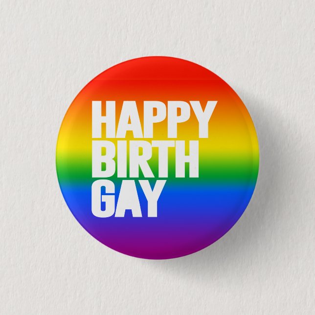 Lycklig Födelsedag Gay Knapp (Framsida)
