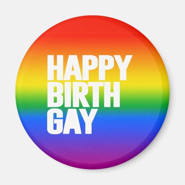 Lycklig Födelsedag Gay Magnet (Framsidan)