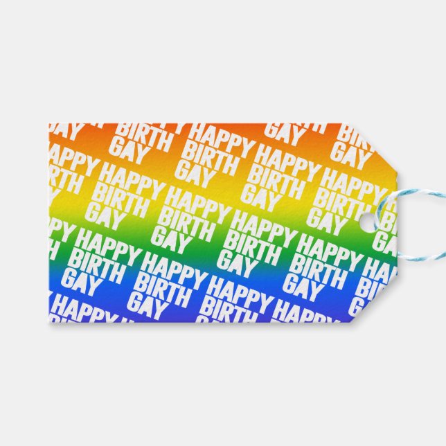 Lycklig Födelsedag Gay Presentetikett (Framsidan (Horisontell))