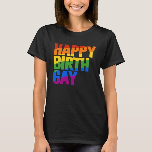 Lycklig Födelsedag Gay T Shirt (Framsida)