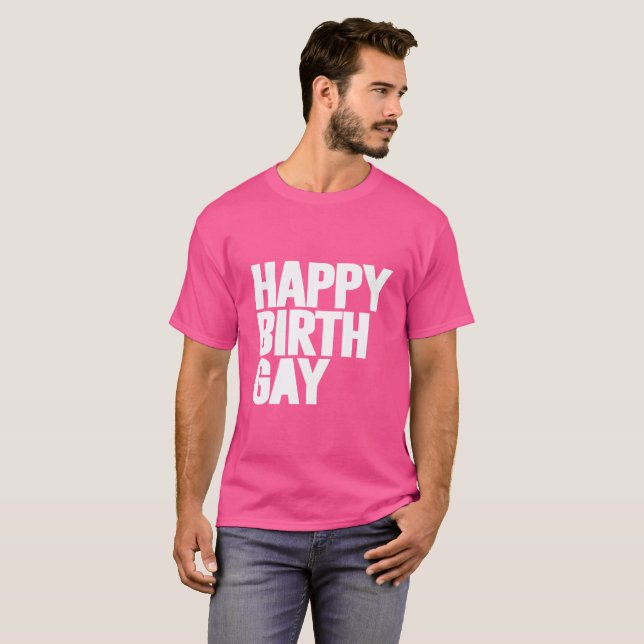 Lycklig Födelsedag Gay T Shirt (Hel framsida)