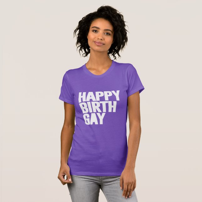 Lycklig Födelsedag Gay T Shirt (Hel framsida)