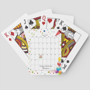 Lycklig-födelsedagskalender februari 2022 Spelkort
