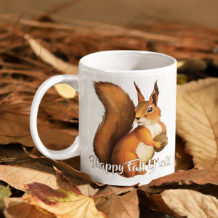 Lycklig föll under er citat och Cute Squirrel Moti Kaffemugg