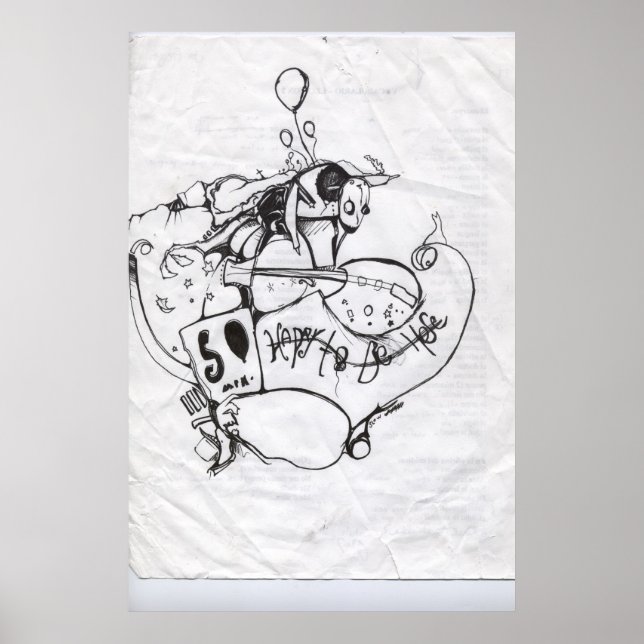 lycklig för att vara här poster (Framsidan)