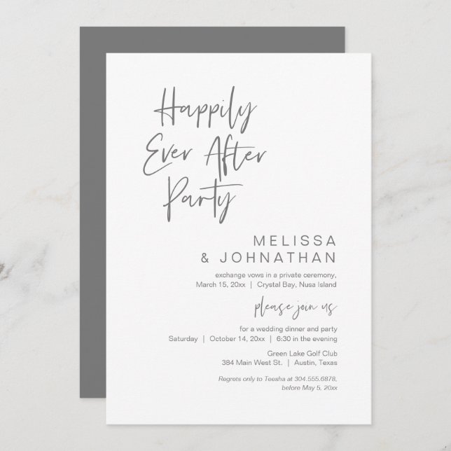 Lycklig För Evigt, Bröllopsfest Inbjudan (Fram/baksida)