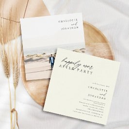 Lycklig För Evigt Fest Bröllop Elopement Elfenbens Inbjudningar