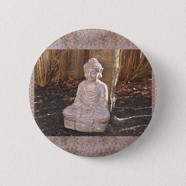 Lycklig för fred för Buddha buddistisk andlig Knapp (Framsida)