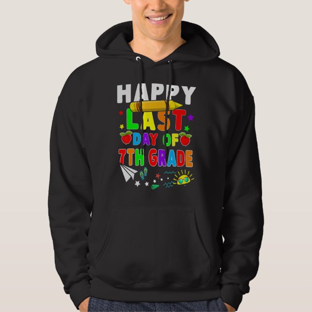 Lycklig förra dagen, 7:e Klass Lärare Studenter Co Hoodie (Framsida)