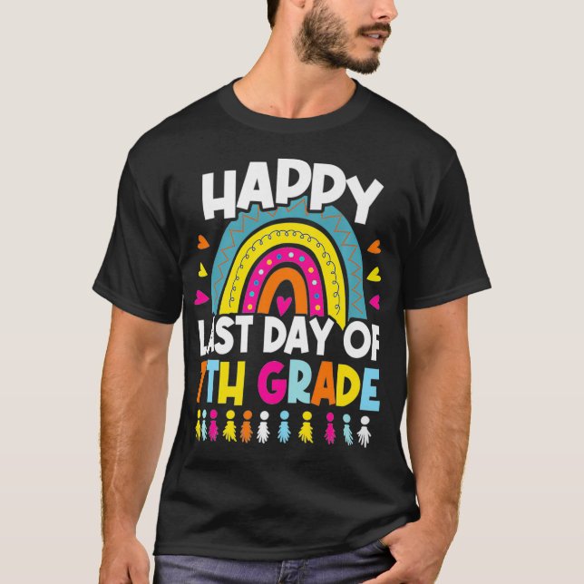 Lycklig förra dagen, 7:e Klass-läraren Student Gra T Shirt (Framsida)
