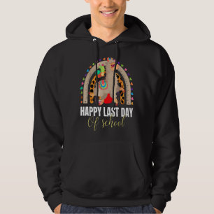 Lycklig förra dagen för skolläraren Student Llama Hoodie