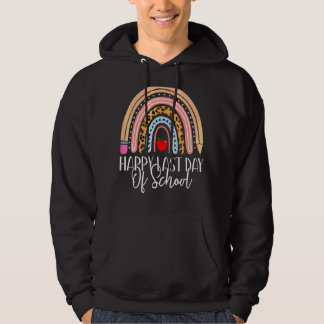 Lycklig förra dagen för skolläraren Student Rainbo Hoodie