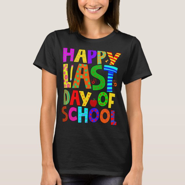 Lycklig förra dagen i skolan T-Studenter och lärar T Shirt (Framsida)