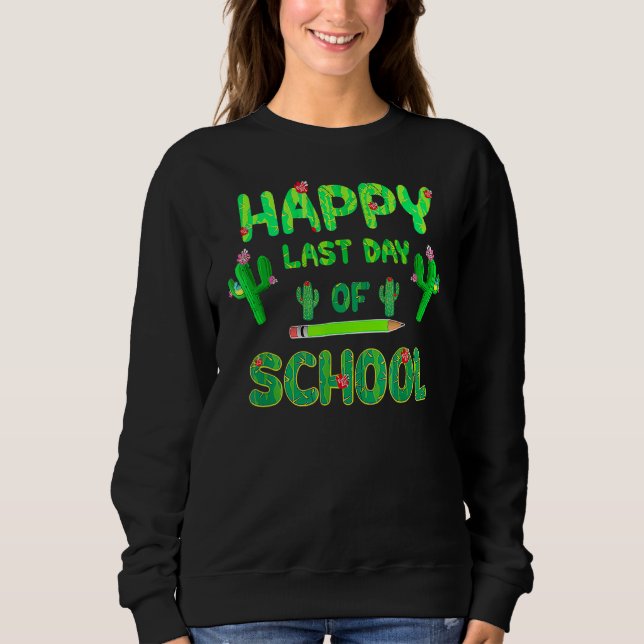 Lycklig förra dagen: skolcute Cactus Studenter Tea T Shirt (Framsida)