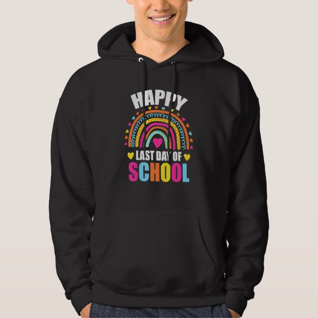 Lycklig förra dagen, skolstudentexamen i regnbåge hoodie (Framsida)