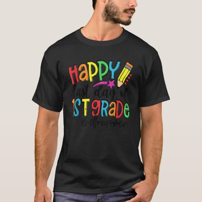 Lycklig förra skoldagen 1:a Klass-Hejen S T Shirt (Framsida)