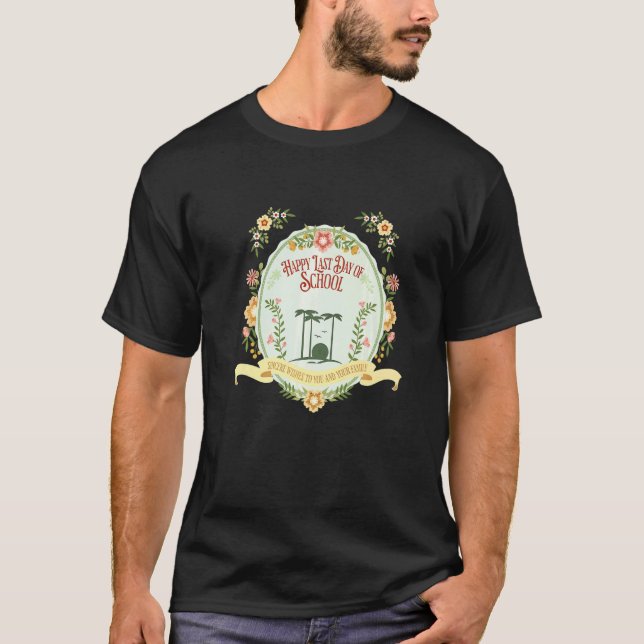 Lycklig förra skoldagen Bok Stil T Shirt (Framsida)