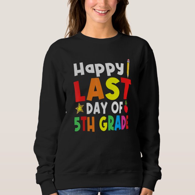 Lycklig förra skoldagen den 5:e Klass Student-lära T Shirt (Framsida)