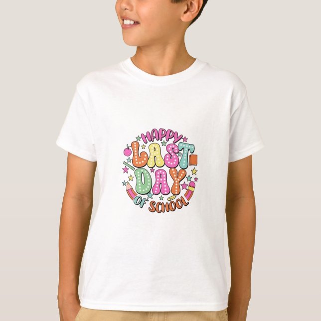 Lycklig förra skoldagen t shirt (Framsida)