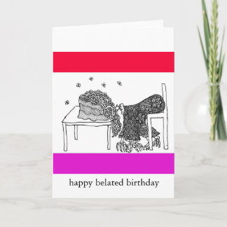 lycklig försenad födelsedag kort
