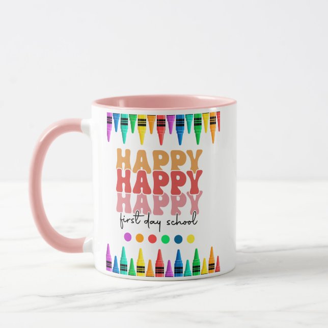Lycklig första dag för skolkaffe mugg (Vänster)